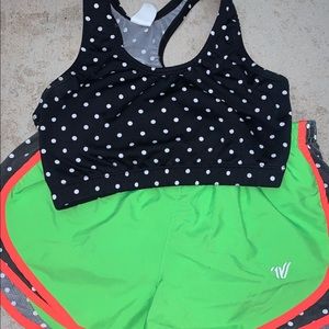 Varsity sports bra and athletic shorts bundle